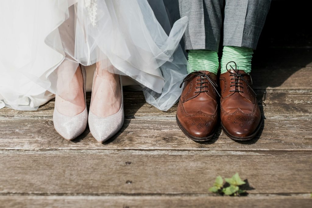 Bride and groom's feet